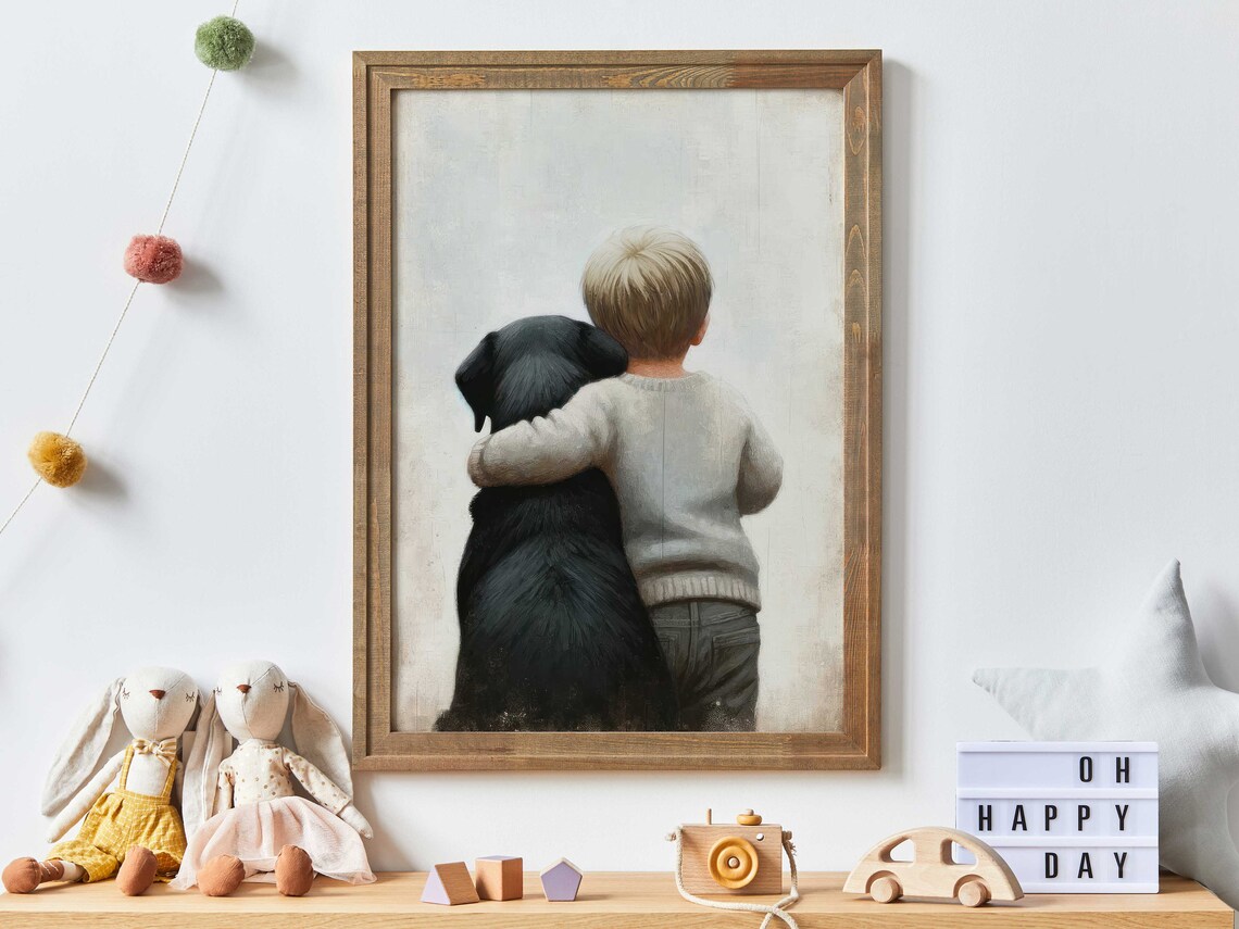 Black Labrador Nursery Decor, Dog Nursery Print