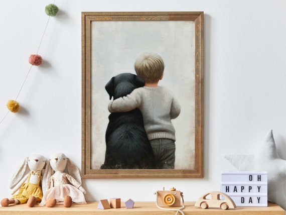 Black Labrador Nursery Decor, Dog Nursery Print