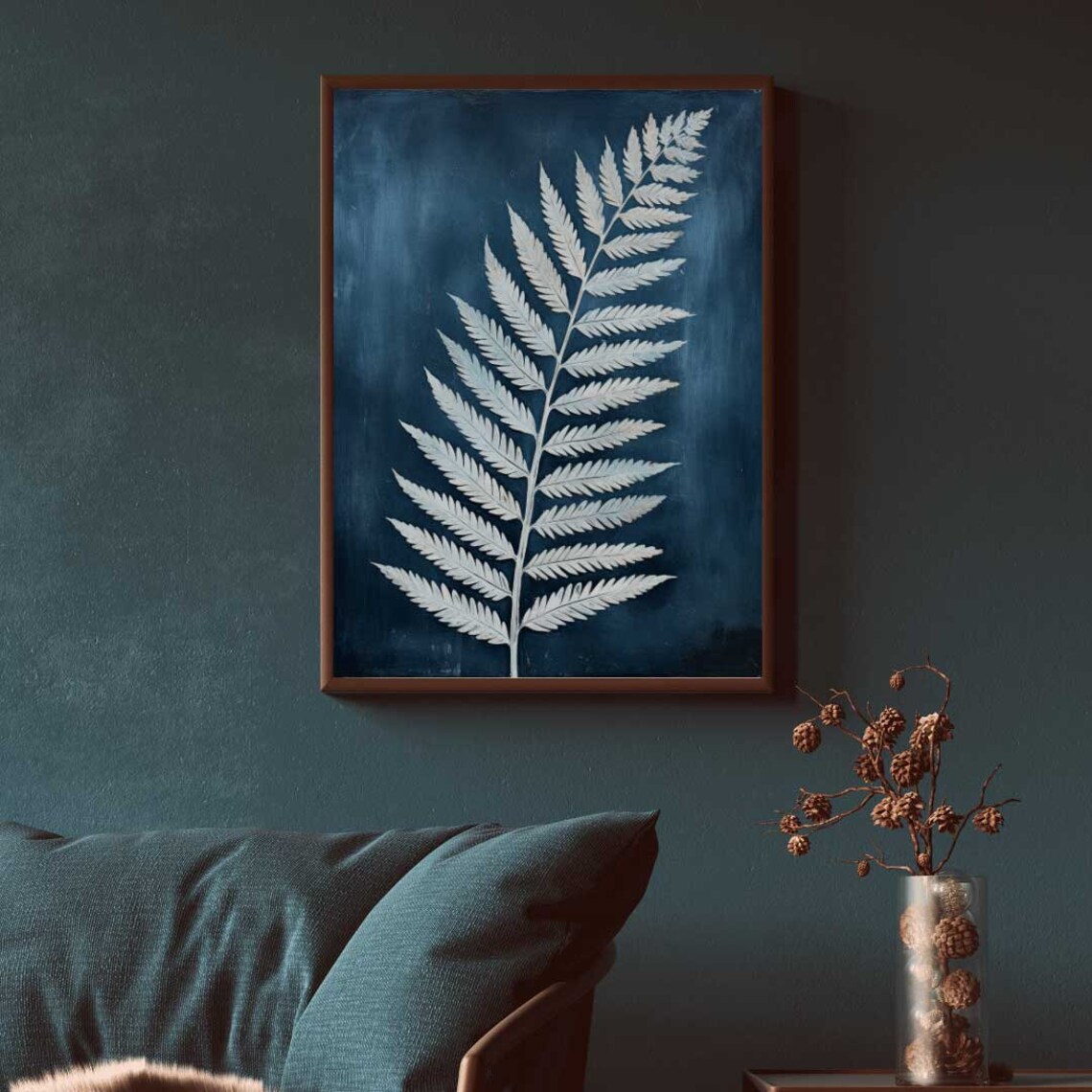 Blue Fern Print, Vintage Botanical Wall Art - Image 2