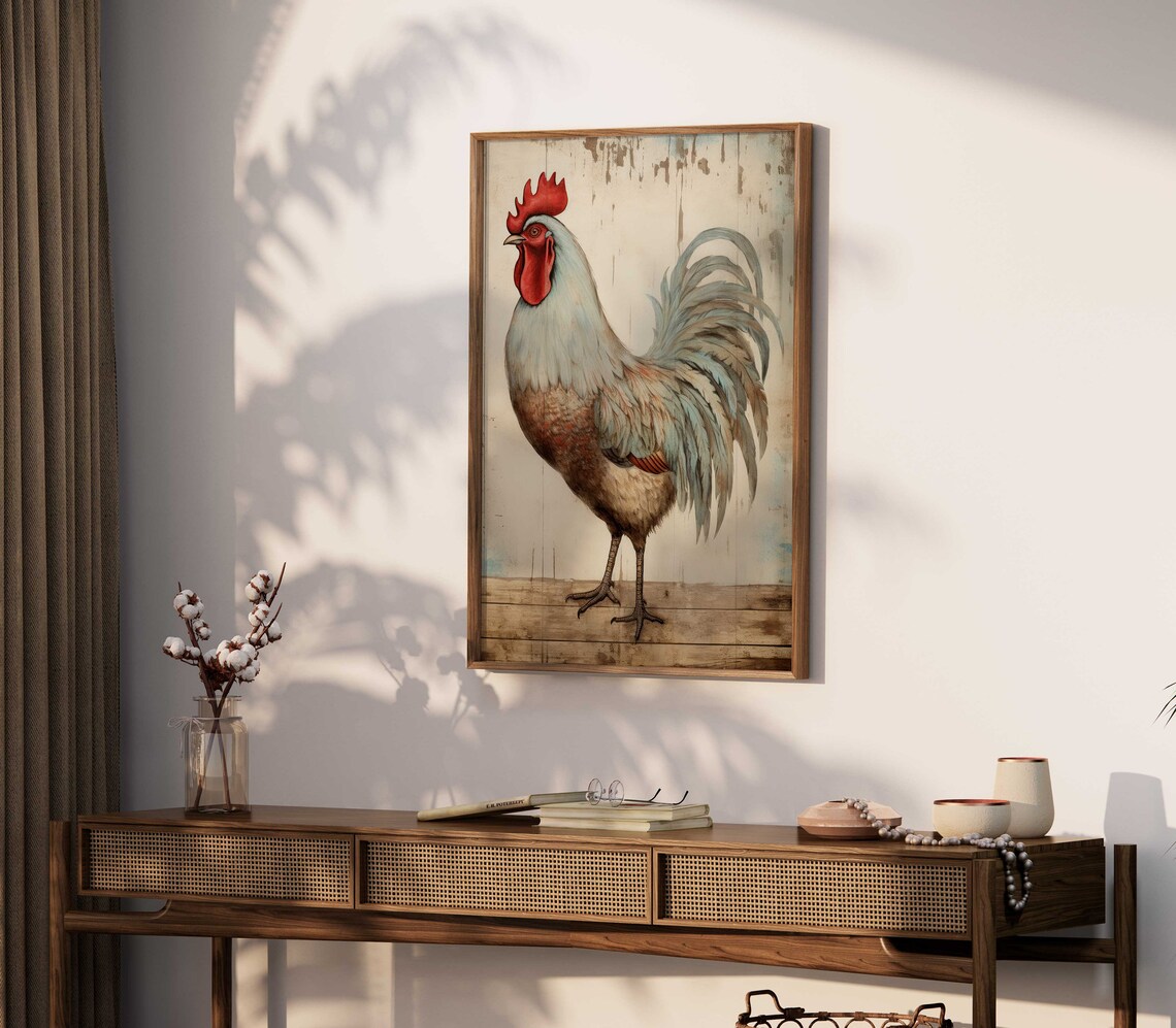 Rooster Portrait Rustic Farmhouse Poster Print - Image 2