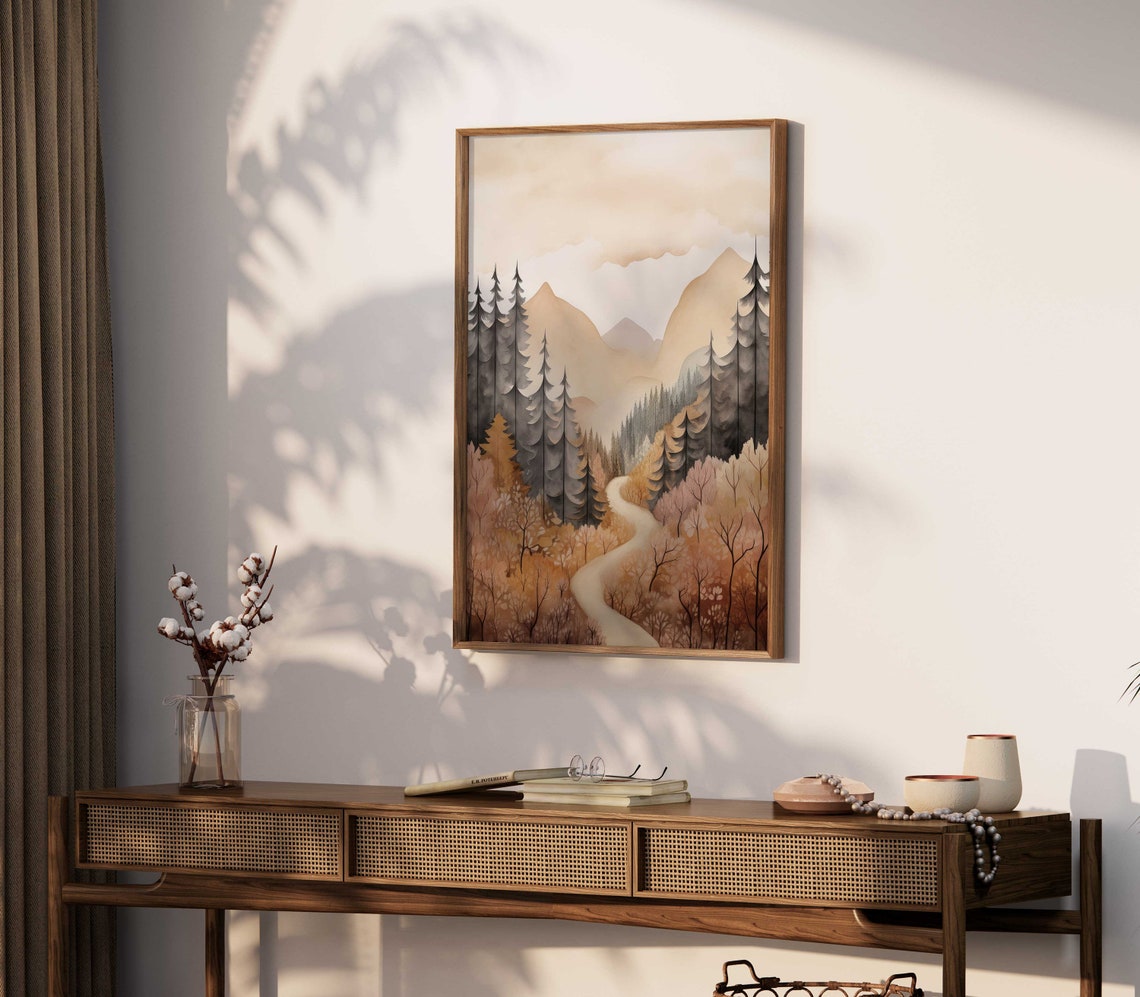 Autumn Forest Trail With A Winding Dirt Path Watercolor Poster - Image 2