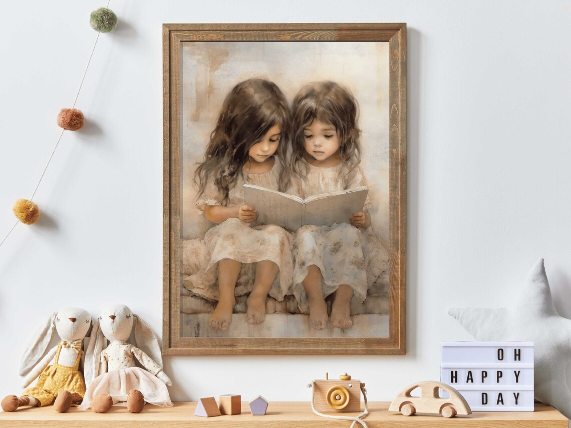 Vintage Nursery Decor Learning Reading Art Print