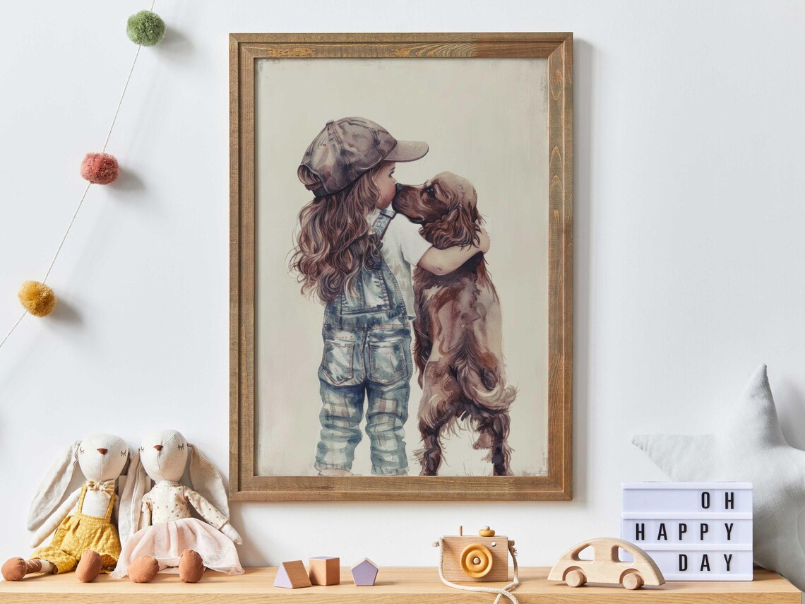 Cocker Spaniel Nursery Decor, Girl Dog Art Print