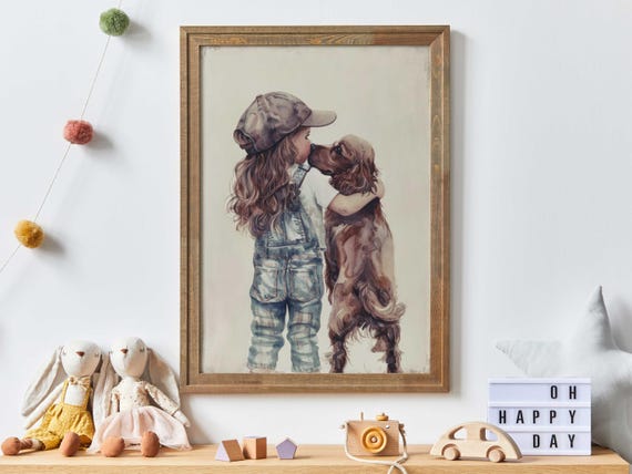 Cocker Spaniel Nursery Decor, Girl Dog Art Print