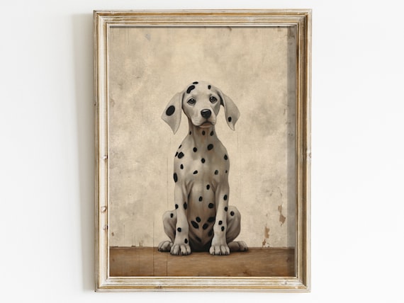 Dalmatian Puppy Wall Art Cute Puppy Dog Decor Vintage Dog Print Dalmatian Wall Art Dog Art Perfect Dog Owners Gift