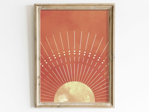 Boho Sun Wall Art Minimalist Boho Decor Sun Decor Bohemian Celestial Print