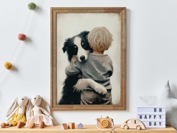 Border Collie Nursery Decor Art Print, Dog Art