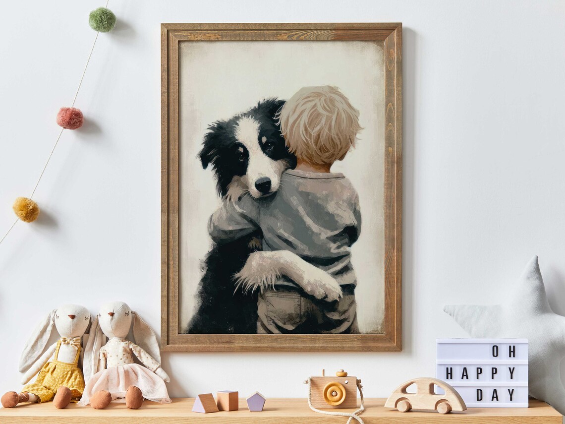 Border Collie Nursery Decor Art Print, Dog Art