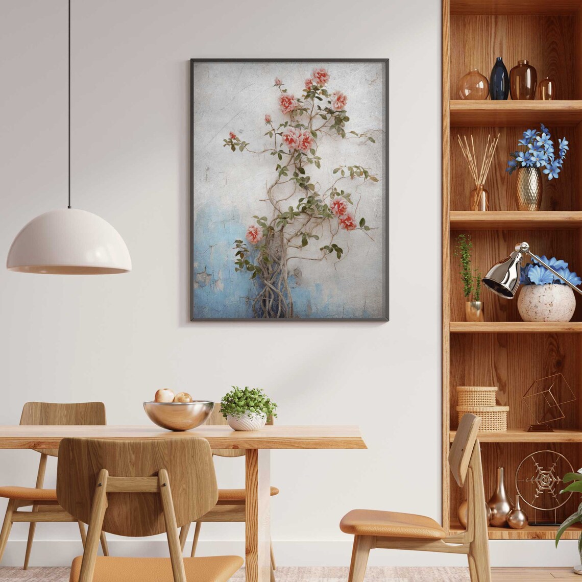 Rose Wall Art, Rustic Botanical Floral Art Print - Image 2