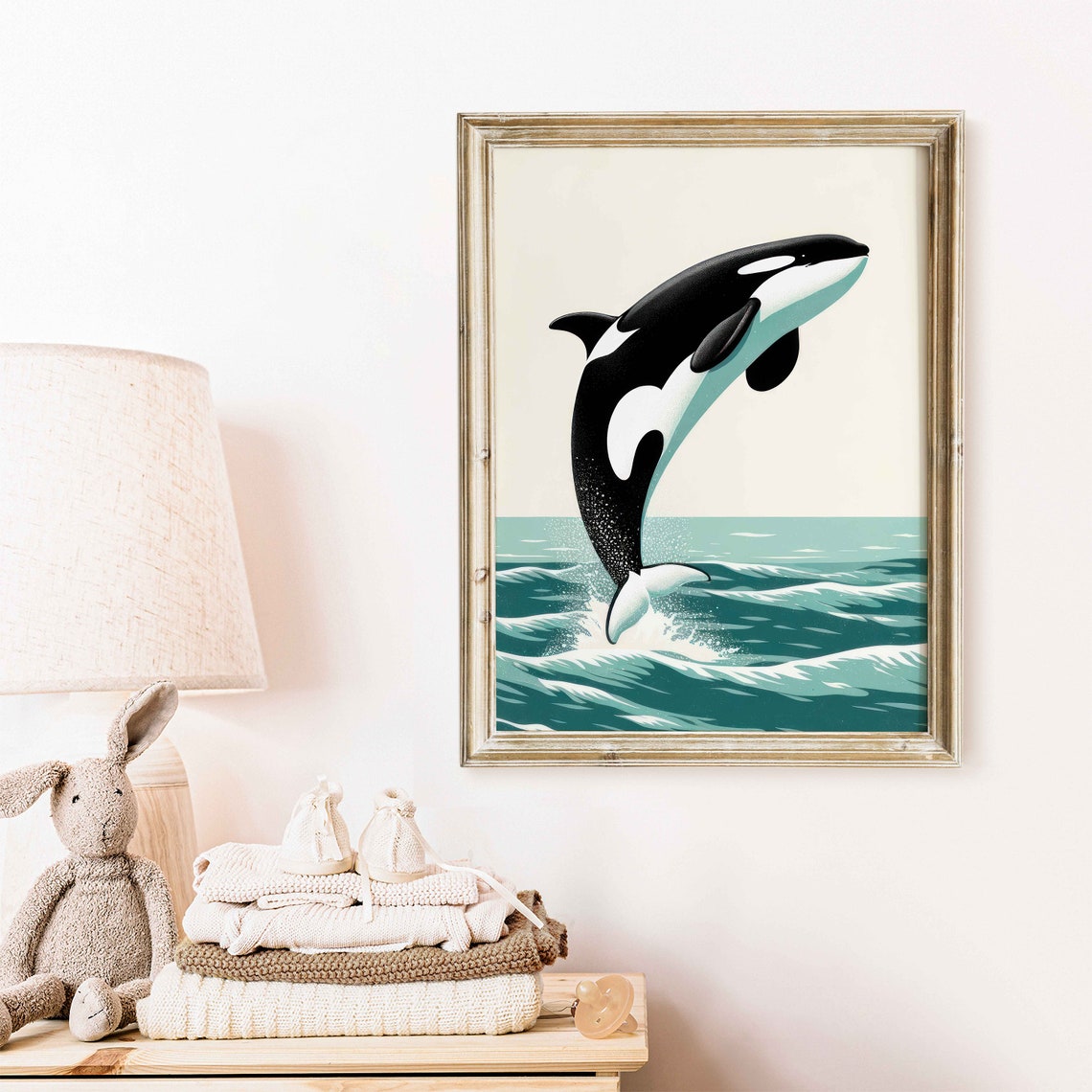 Orca Whale Nursery Art Ocean Animal Jumping Whale Print Sea Animal Theme Art Vintage Animal Print Sealife Art Wall Art Kids - Image 2