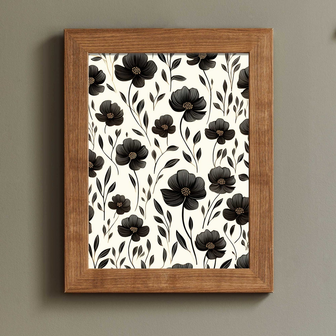 Large Black Flower Botanical Pattern Modern Farmhouse Wall Poster - Image 2