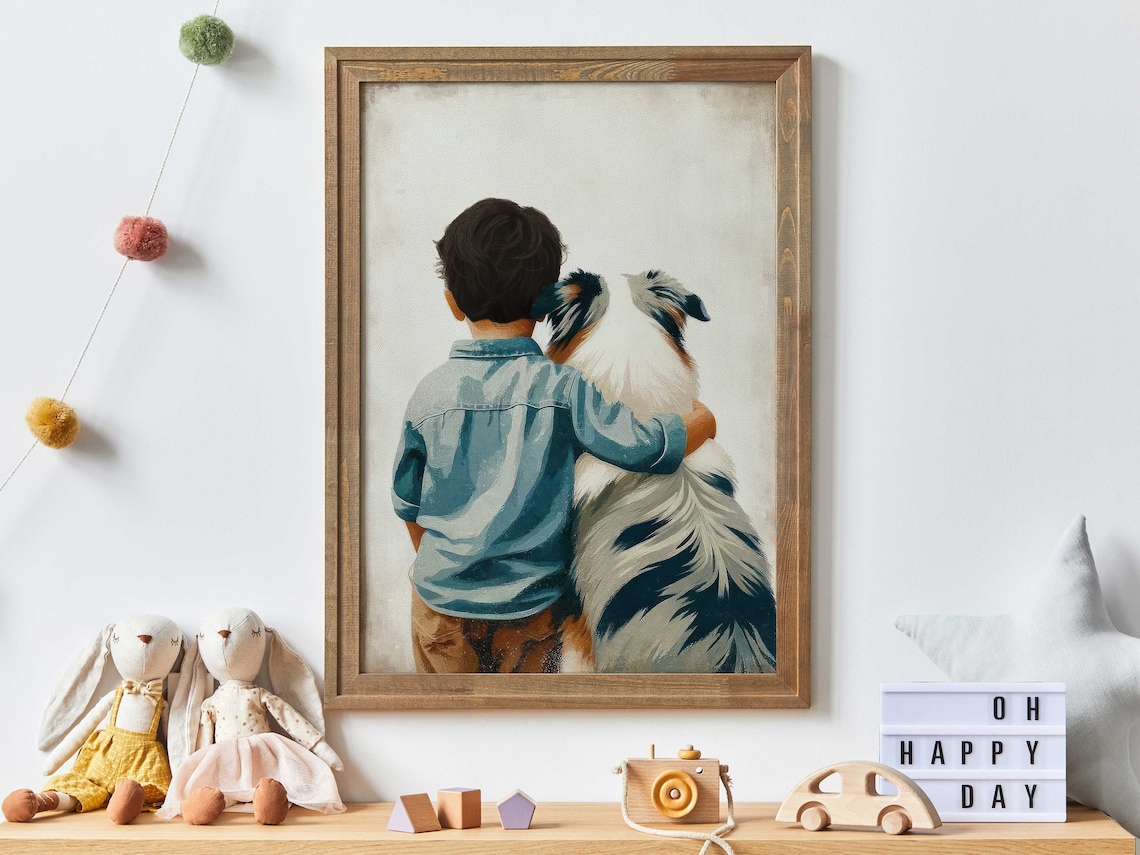 Australian Shepherd Nursery Art, Dog Print