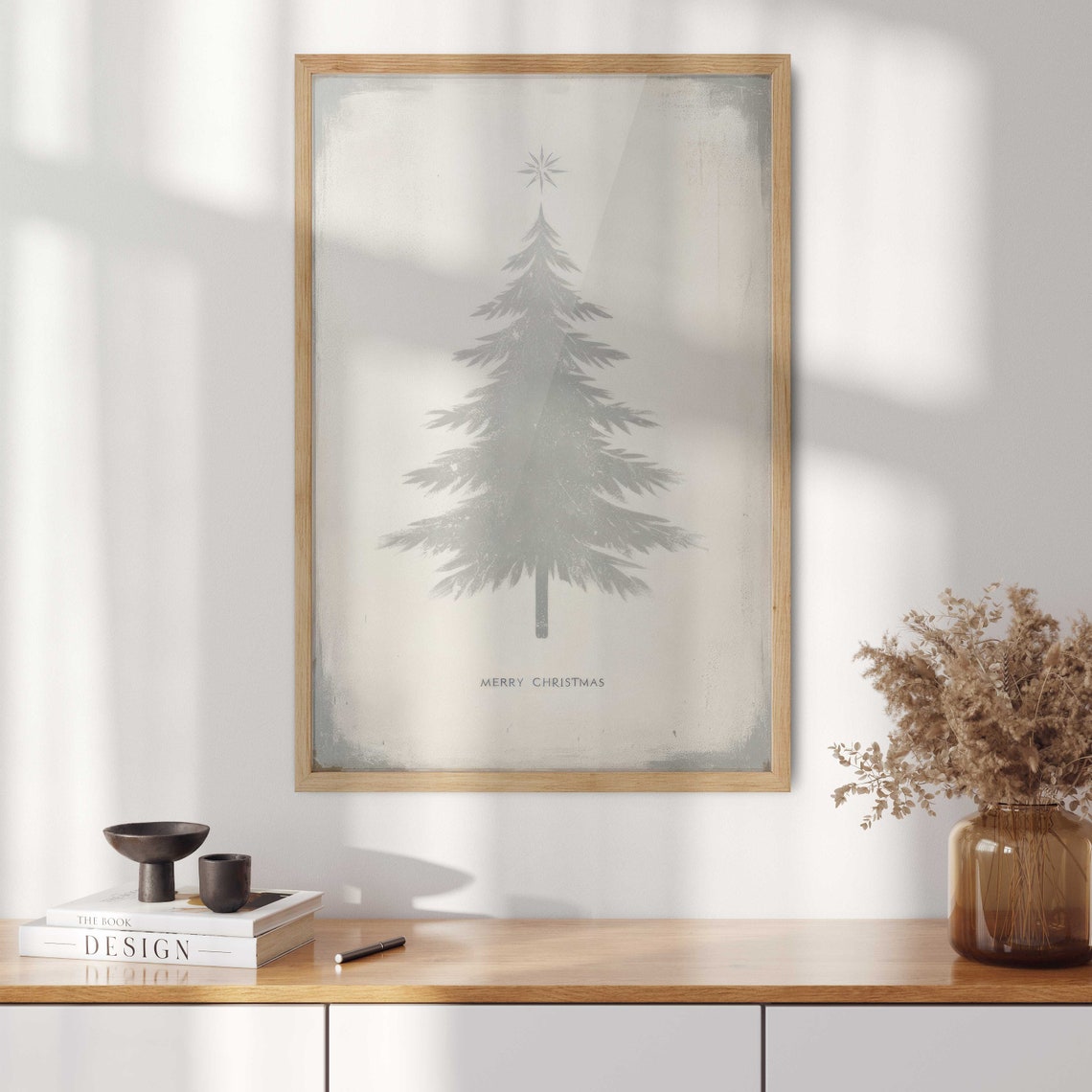 Minimalist Line Art Christmas Tree Terracotta Modern Holiday Poster - Image 2