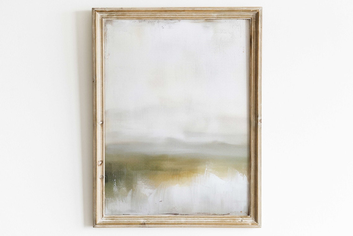 Soft Green and White Abstract Landscape Minimalist Nature Poster - Image 2