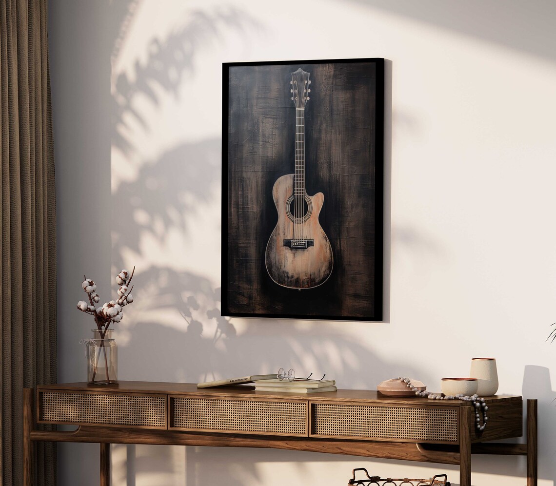 Vintage Guitar Wall Art, Acoustic Guitar Poster Print - Image 2
