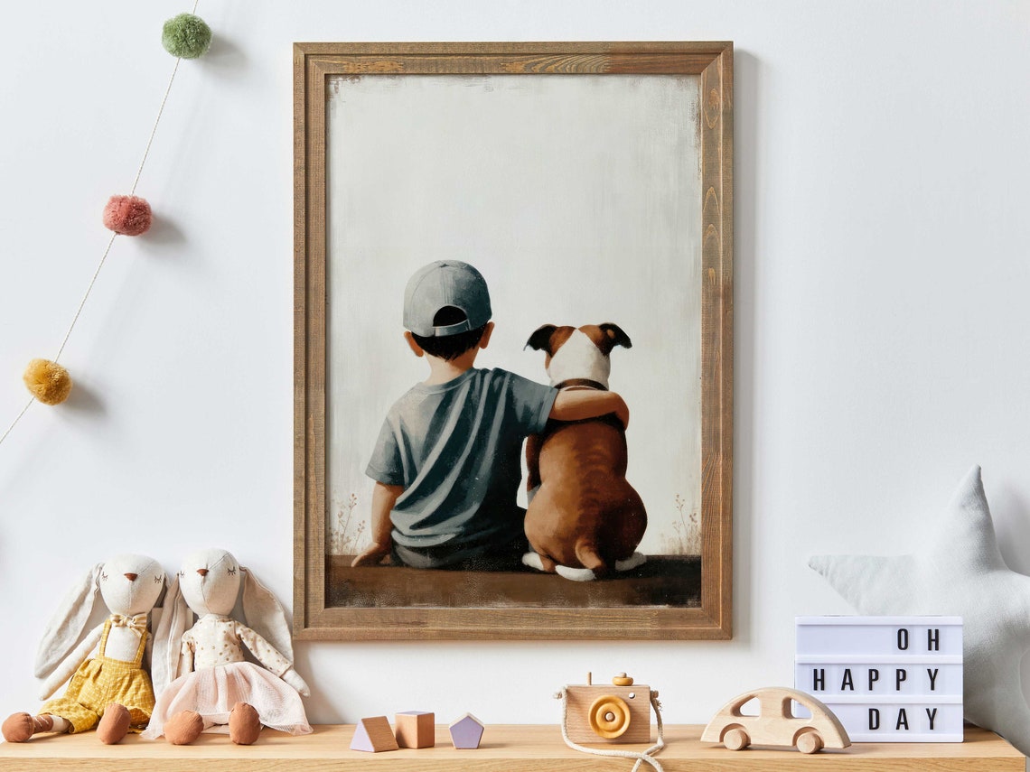 Staffordshire Bullterrier Nursery Wall Art Stafford Dog Print Boy Dog Print Staffy Portrait Puppy Nursery Nursery Dog Decor