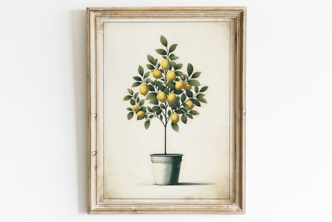 Lemon Tree Print, Mediterranean Farmhouse Art