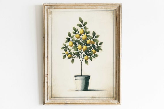Lemon Tree Print, Mediterranean Farmhouse Art