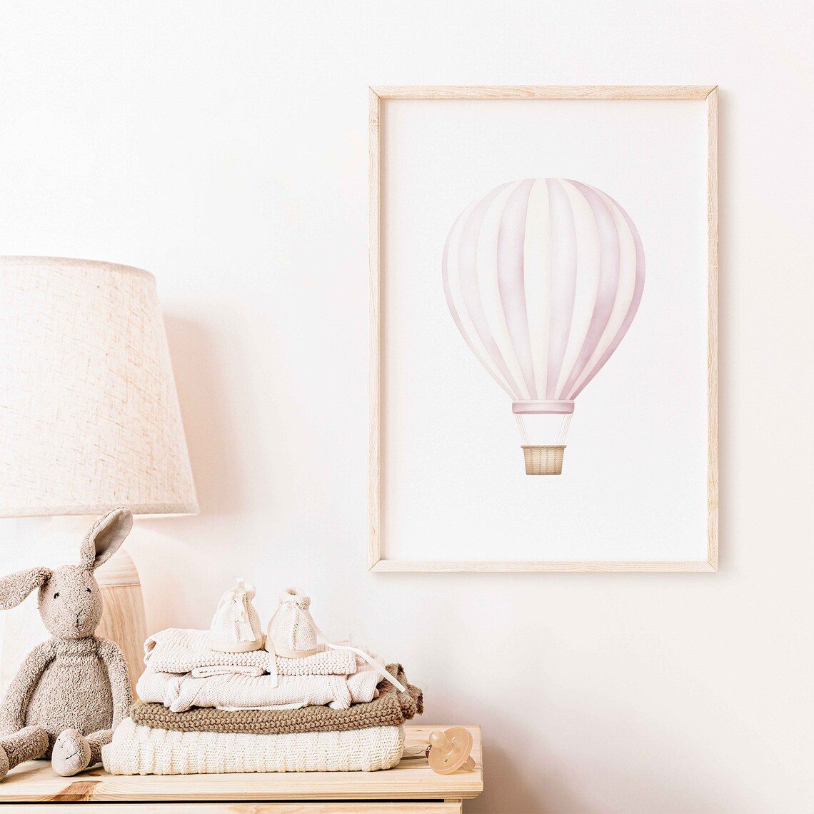 Pink Hot Air Balloon Poster Watercolor Nursery Girls Room Travel Decor - Image 2
