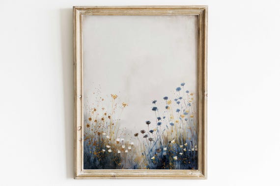 Wildflower Vintage Floral Art Print, Rustic Botanical Decor