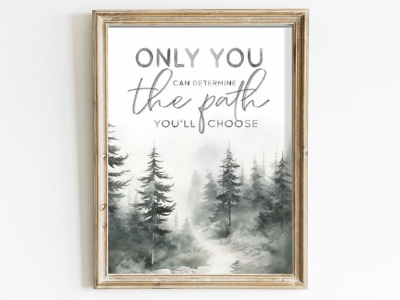 Inspirational Quote Wall Art Nature Quote Motivational Saying Print Vintage Watercolor Forest Art Quote Art