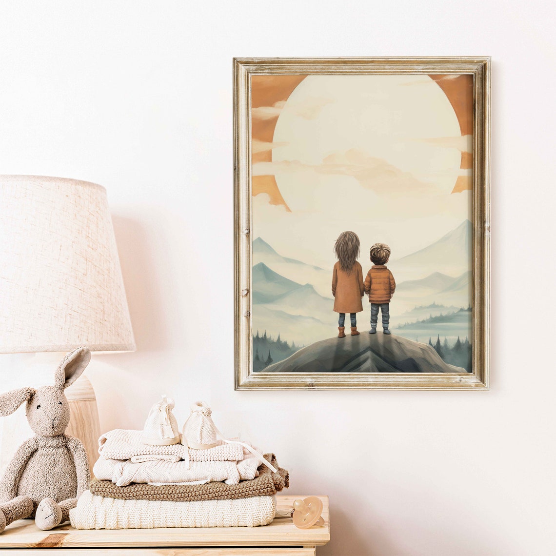 Sibling Print Brother Sister Wall Art Adventure Toddler Decor Vintage Painting For Kids Room Sibling Painting Kids Room Art - Image 2