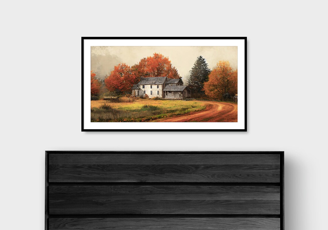 Autumn Landscape Farmhouse Art, Seasonal Wall Art Print