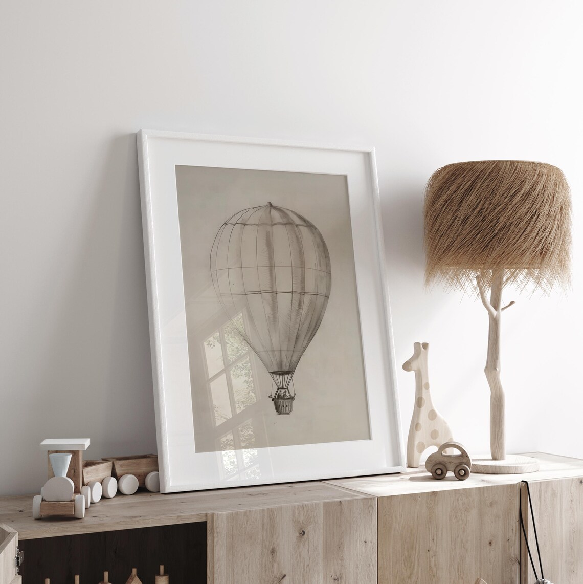 Vintage Hot Air Balloon Art Print, Rustic Adventure - Image 4