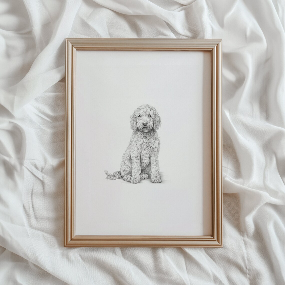 Goldendoodle Sketch Wall Art, Dog Drawing Print