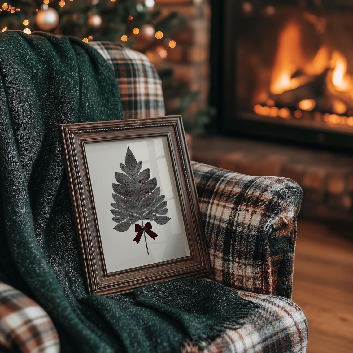 Rustic Holiday Foliage, Minimalist Festive Botanical Art Print - Image 5