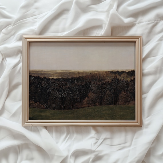 Moody Landscape Art Print, Vintage Rustic Mountain