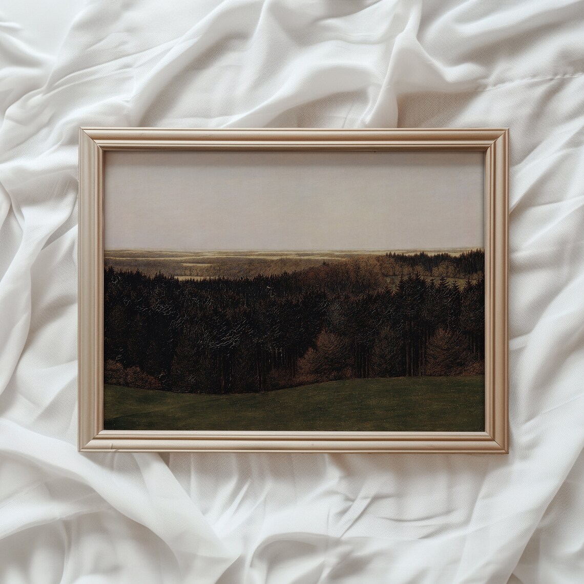 Moody Landscape Art Print, Vintage Rustic Mountain