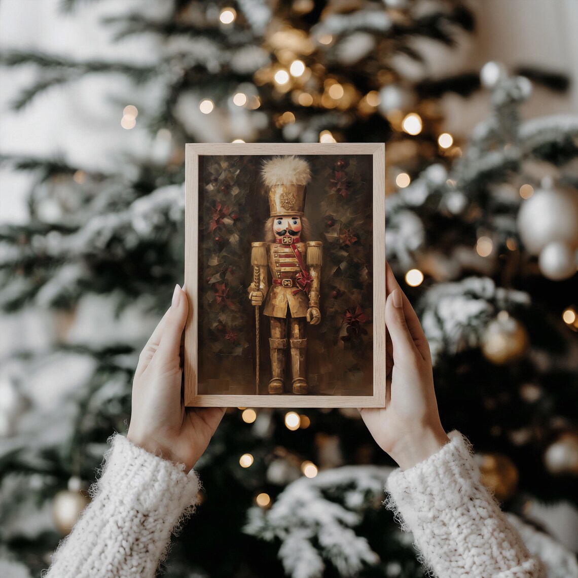 Gold Nutcracker Vintage Christmas Art Print - Image 4