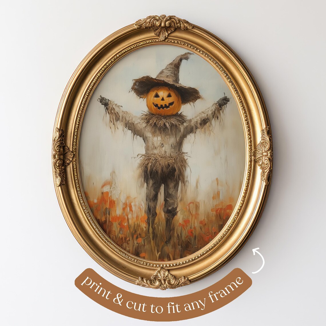 Rustic Halloween Scarecrow and Jack O Lantern Poster - Image 4