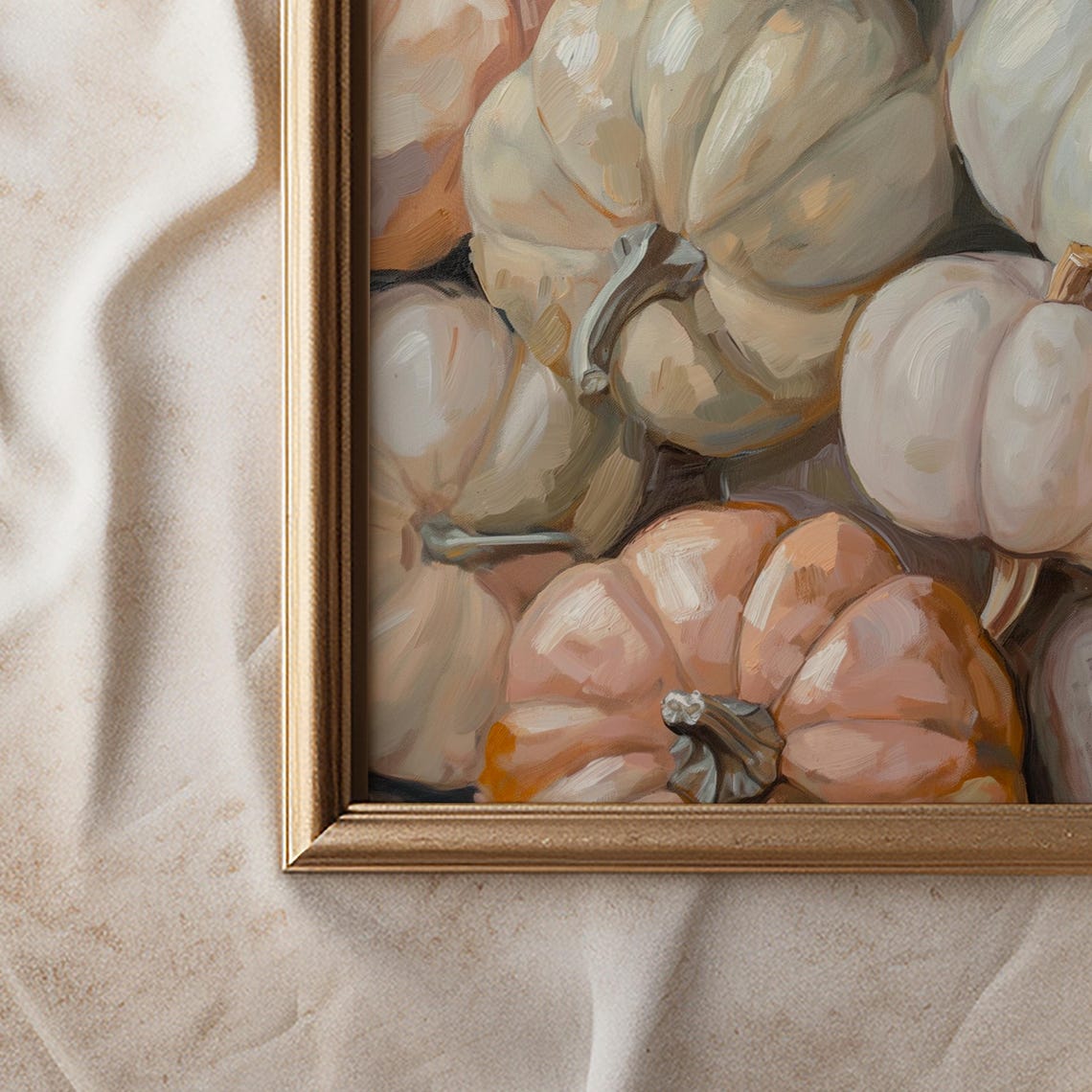 Pastel White and Blush Pumpkin Patch Watercolor Art Fall Poster - Image 3