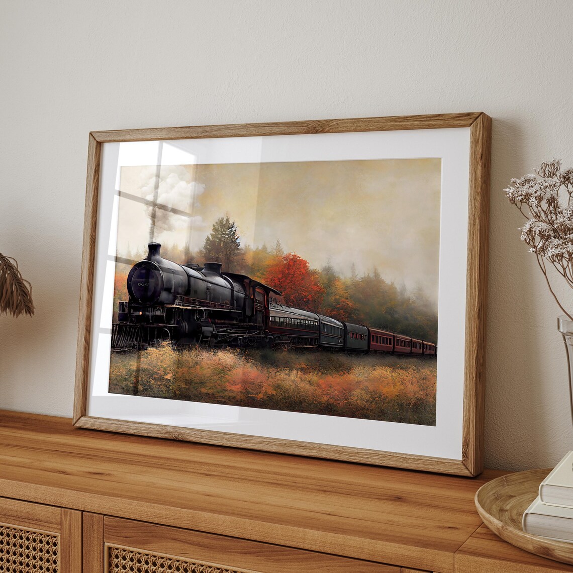 Autumn Landscape Vintage Steam Train Art Print - Image 5