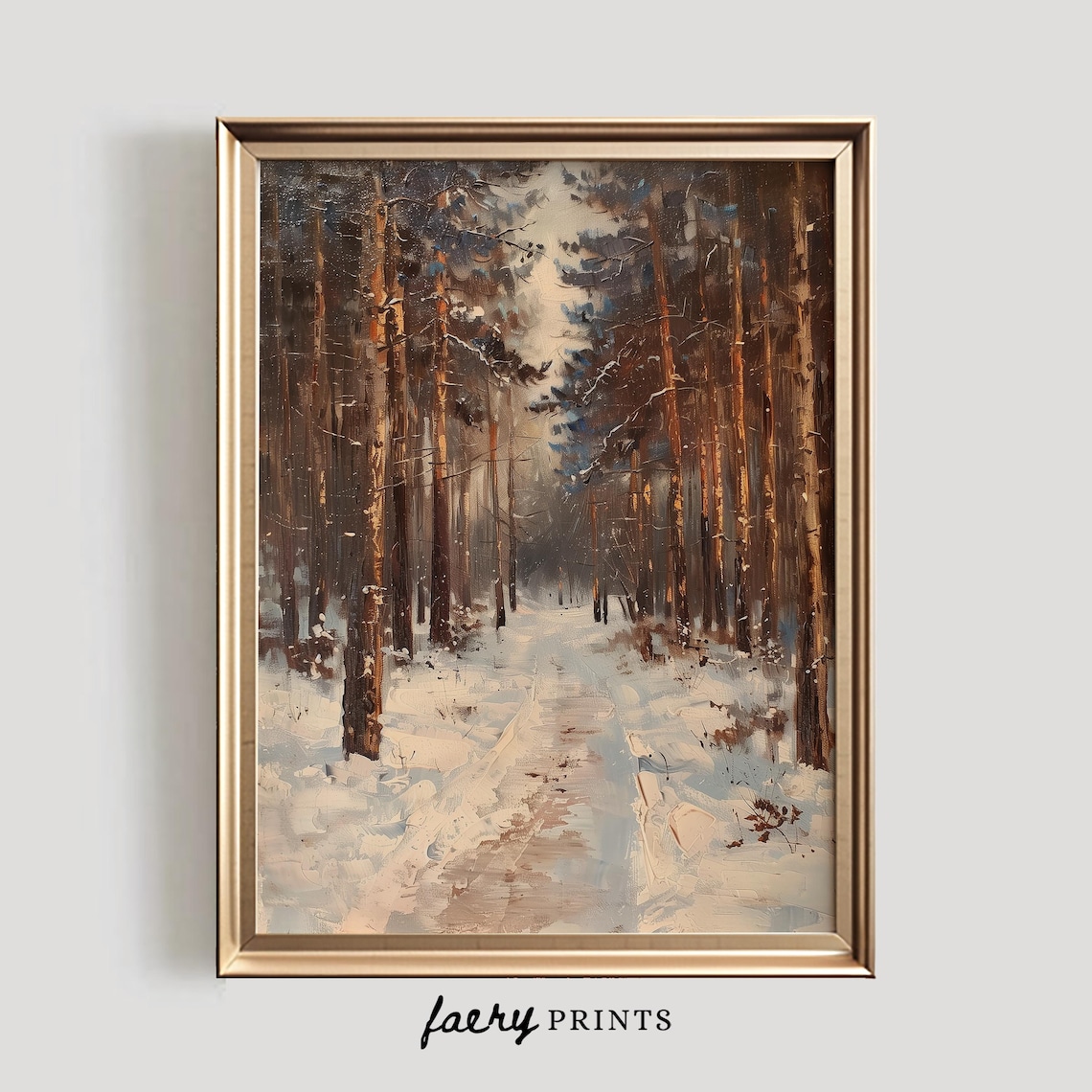 Winter Forest Vintage Style Wall Art Print
