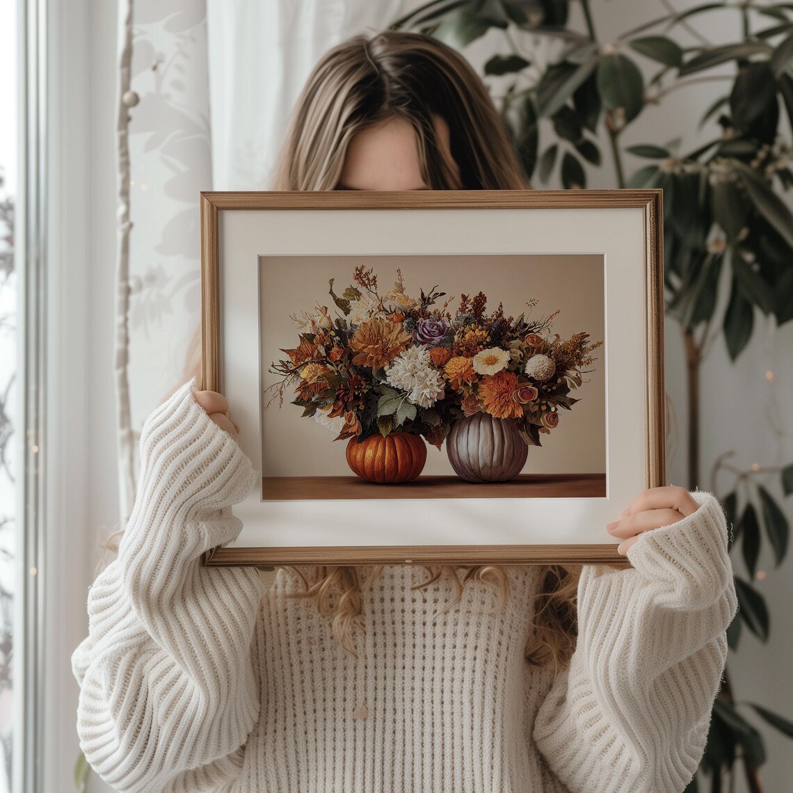 Pumpkin Floral Autumn Art Print, October Decor - Image 2