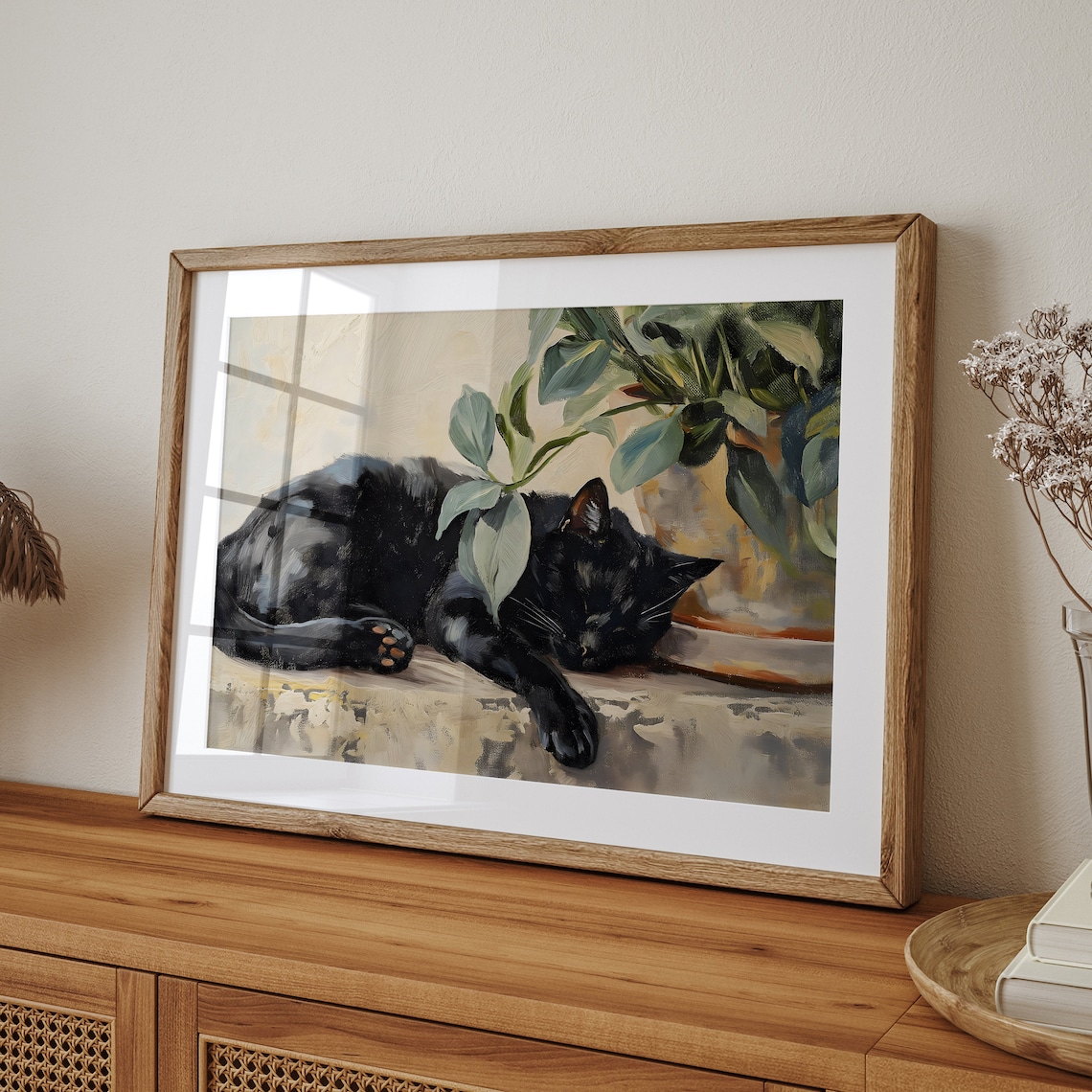 Sleeping Cat Print, Farmhouse Rustic Aesthetic Decor - Image 3