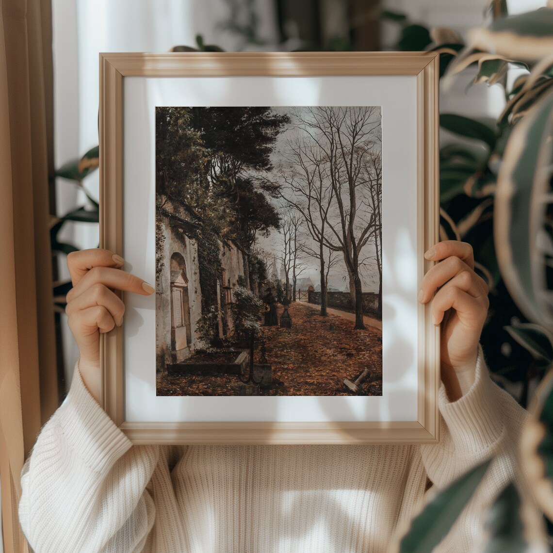 Autumn Graveyard Vintage Fall Landscape Art Print - Image 5