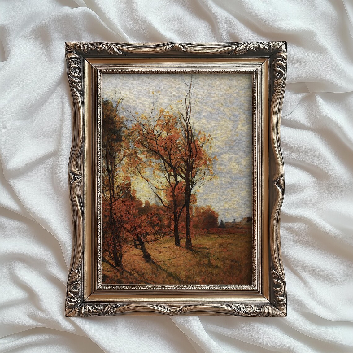 Autumn Trees Orange Foliage Vintage Landscape Oil Painting Poster