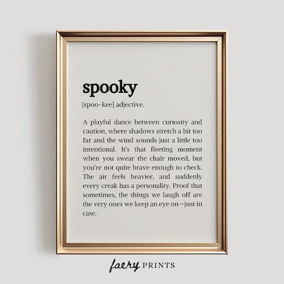 Spooky Definition Adjective Dictionary Typography Halloween Word Poster