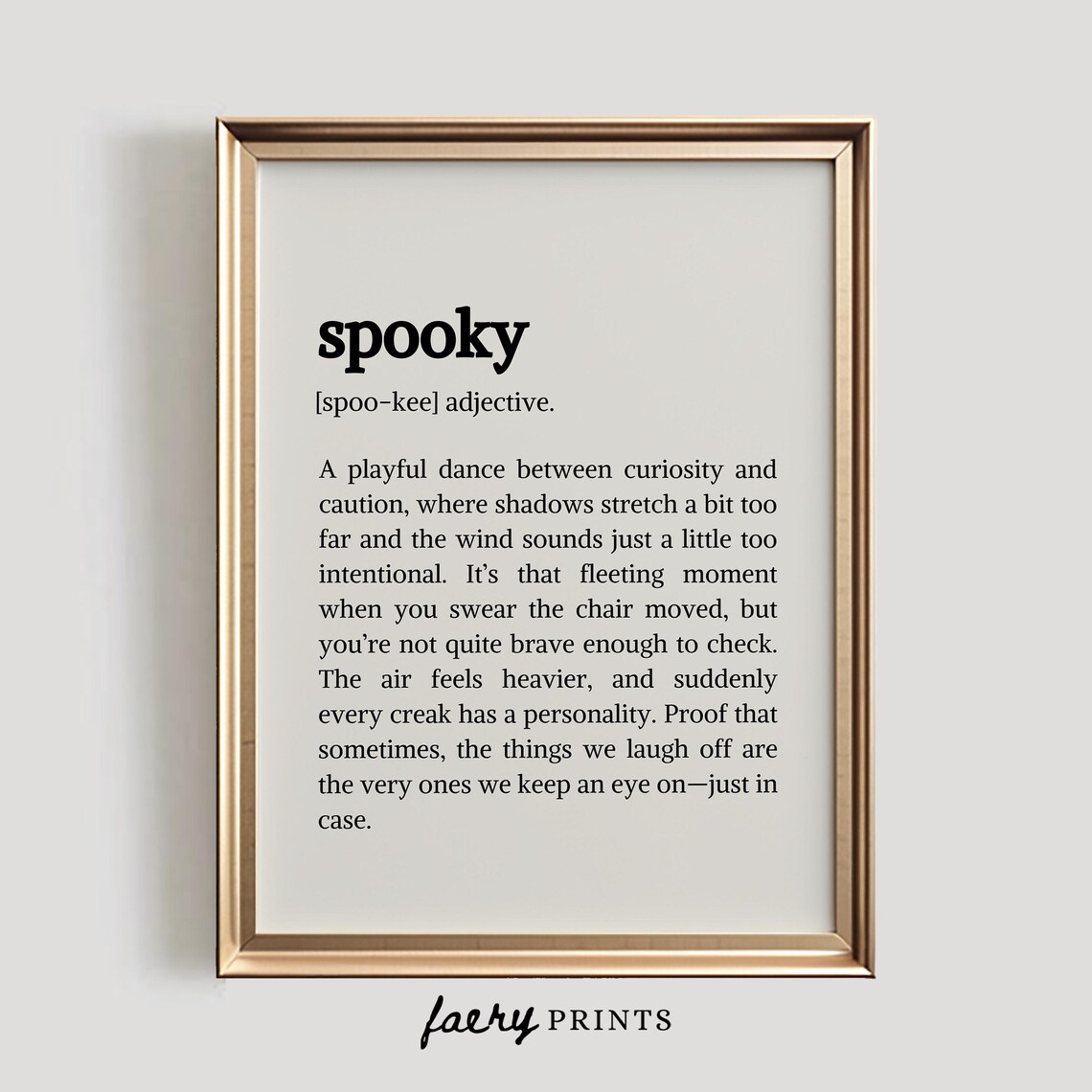 Spooky Definition Adjective Dictionary Typography Halloween Word Poster