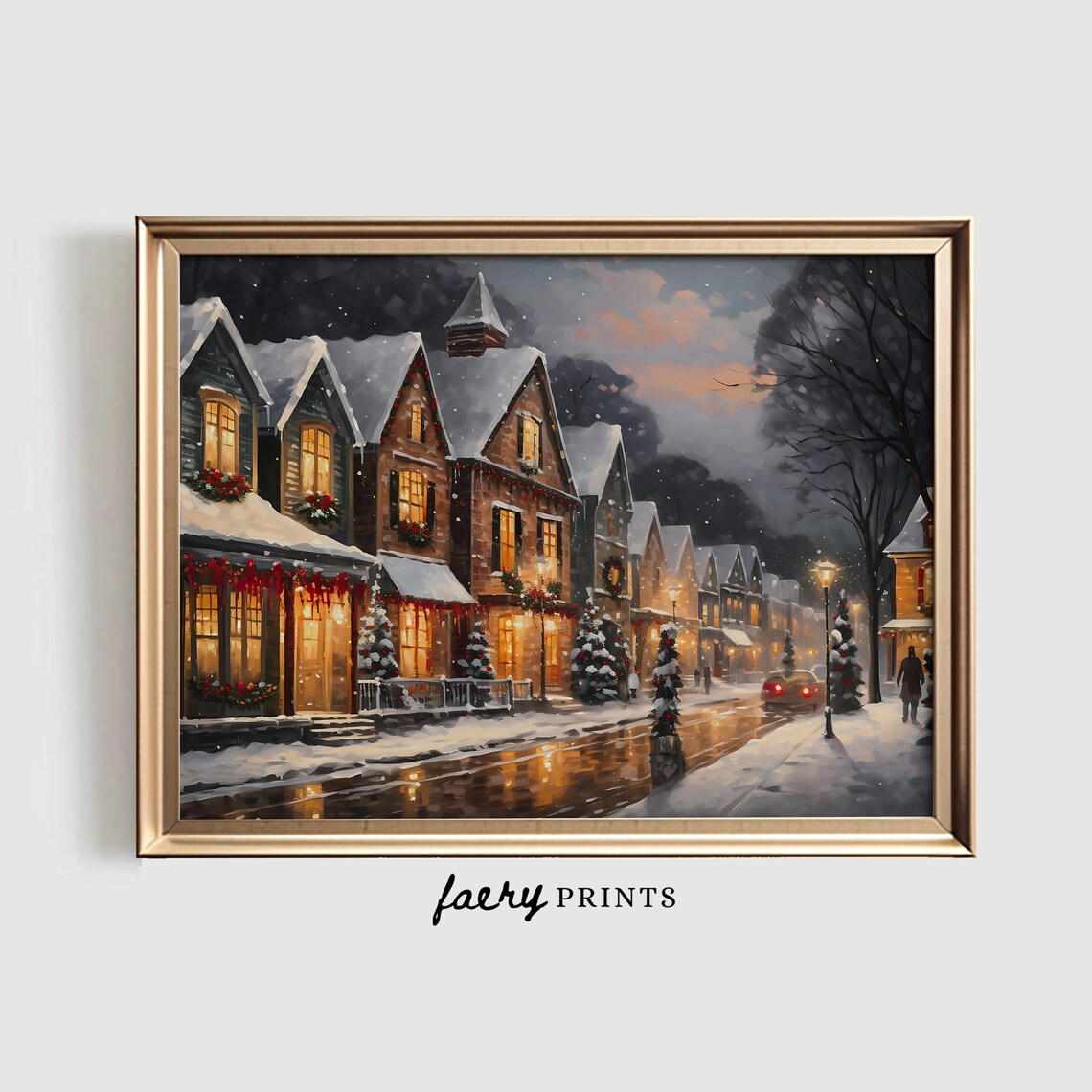 Christmas Town Winter Holiday Wall Art Print