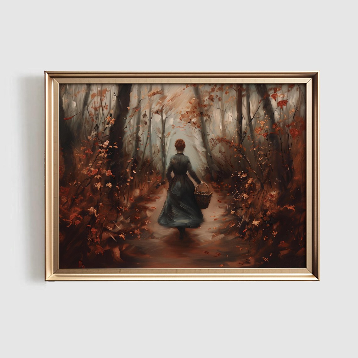 Rustic Fall Painting, Vintage Style Autumn Art Print