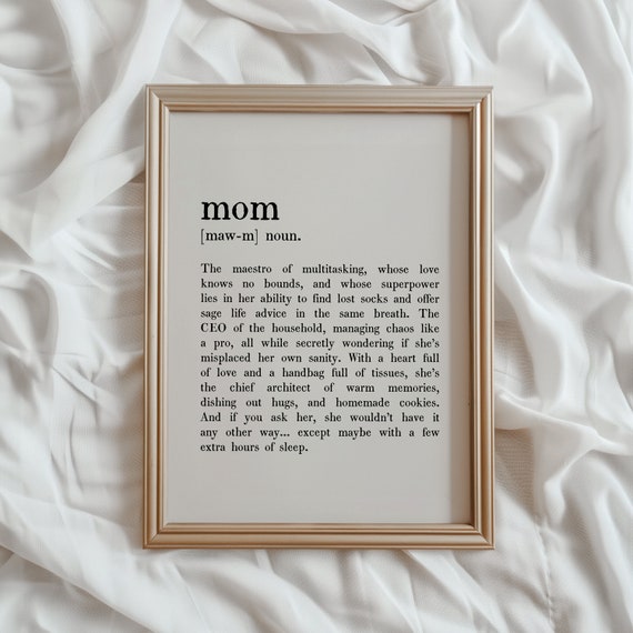 Mom Definition Print Mother Wall Art Mom Poster Mothers Day Gift Minimalist Mom Gift Mommy Wall Art 726