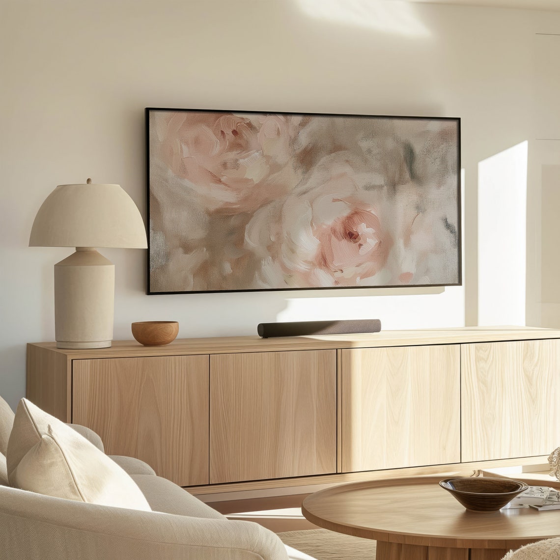 Blush Pink Roses Vintage Romantic Floral Frame TV Art Poster