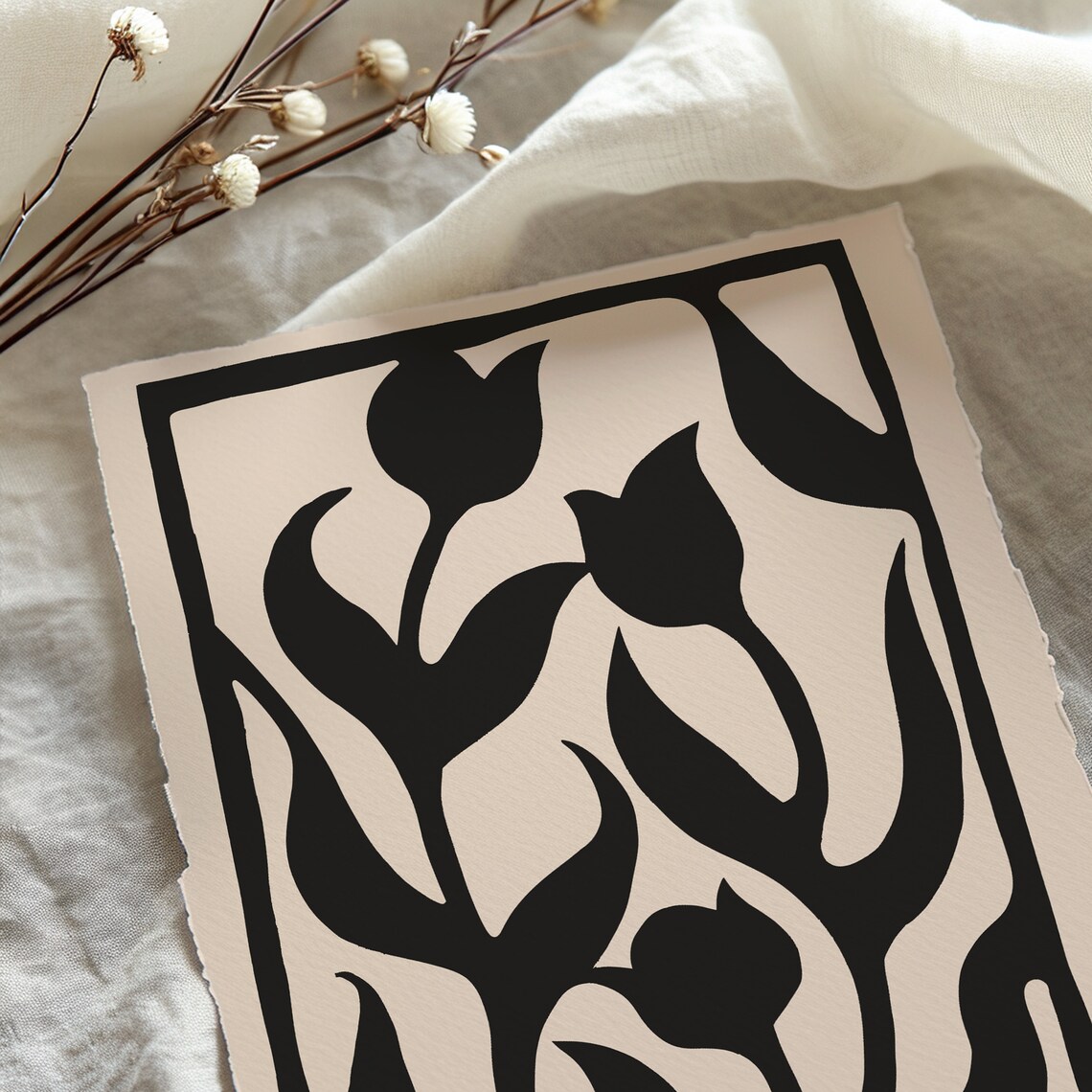 Minimalist Neutral Spring Tulip Art Print - Image 4