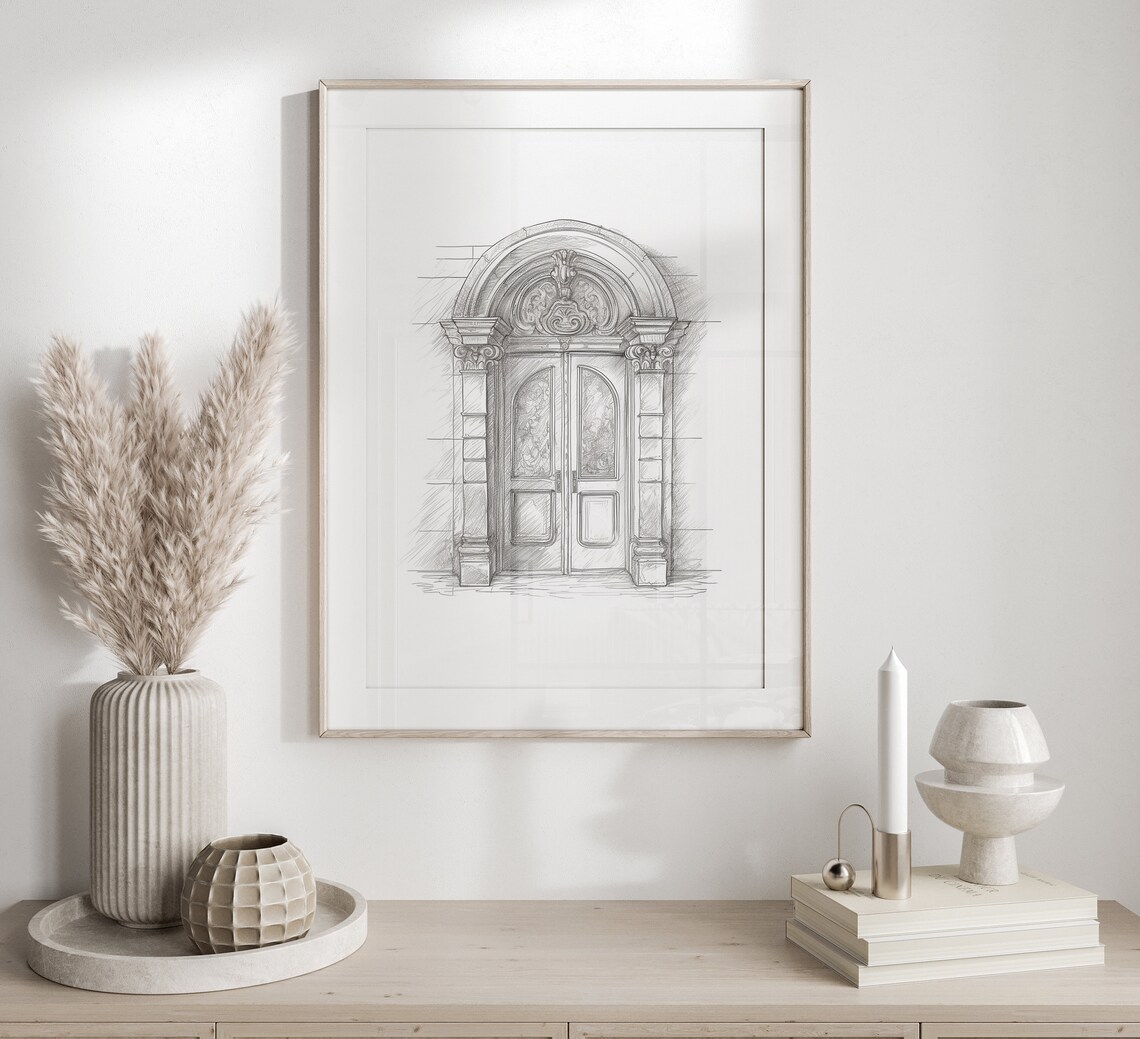 Doorway Architecture Sketch, Vintage Architecture Art Print - Image 5