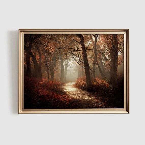 Fall Landscape Art Print, Autumn Forest Decor